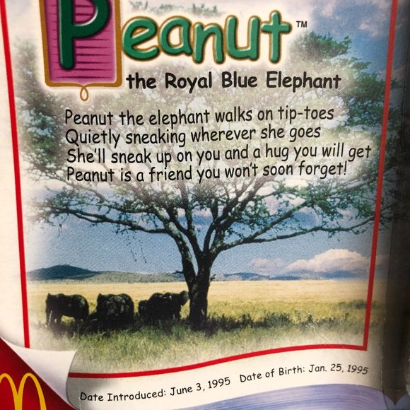 TY  PEANUT ROYAL BLUE ELEPHANT TEENIE BEANIE #8 LEGENDS 2000  (NIP) - Picture 2 of 7